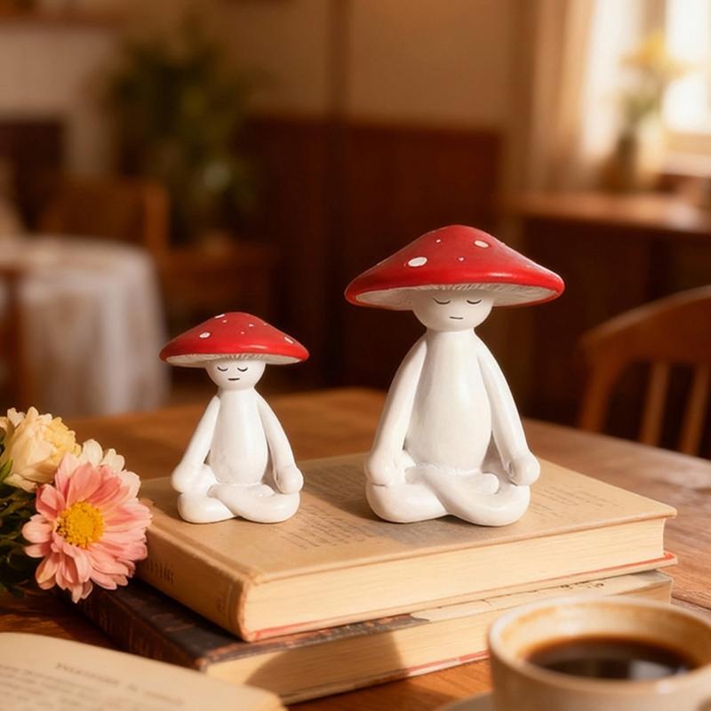 Garden Statue Fairys Garden Accessories Centrepieces Meditations Mushroom Figurines Sculptures Miniature Landscape Decors