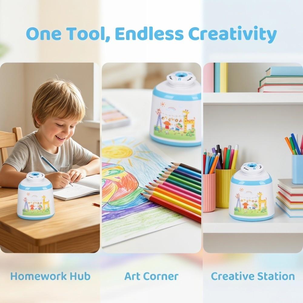 Blue Pencil Sharpeners Portable Pencil Trimmer Desk Stationery Student Daily Learning