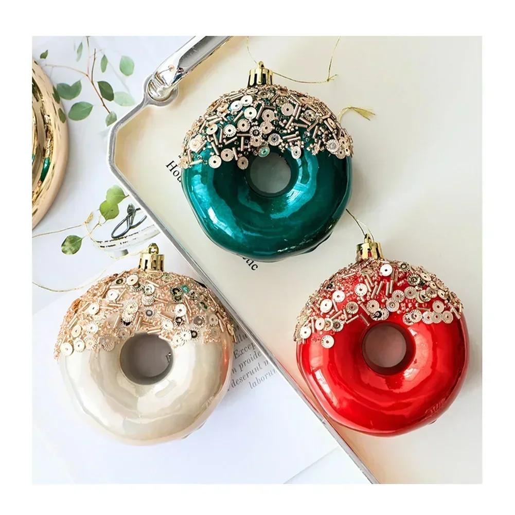 Plastic Donut Ornament Pendant for Holiday For Tree Hanging Decoration with European Style and Suitable for Seasonal Home Use