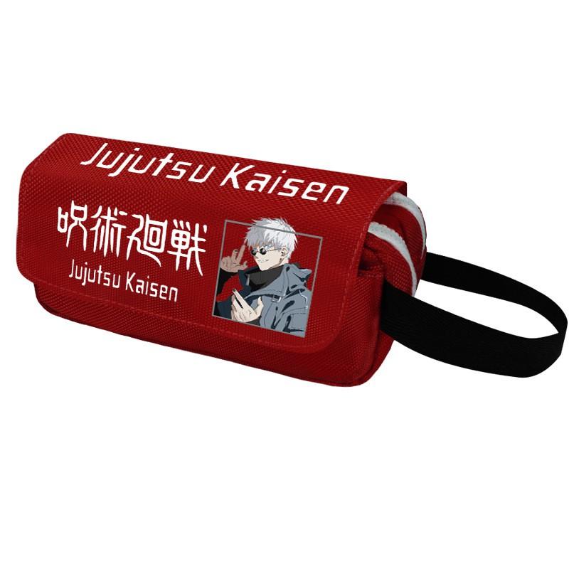 Anime Jujutsu Kaisen Pencil Case Double Zipper Large Capacity Canvas Stationery Organizer Students