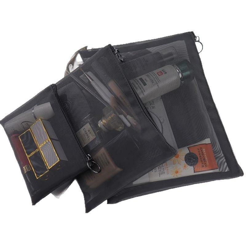 1-3pcs Mesh Clear Cosmetic Bags different sizes Black Makeup Bag Portable Travel Toiletry Organizer Case Lipstick Storage Pouch