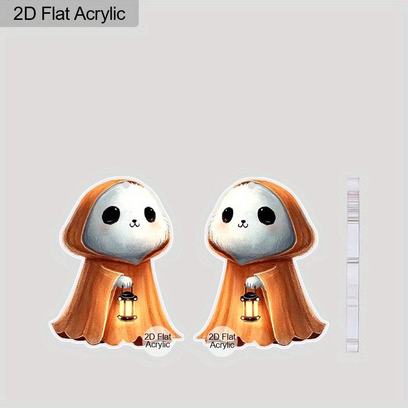 2D Flat Acrylic Halloween Lantern Orange Ghost Pendant Earrings, A Festive Gift for Women, Festive Party Decoration Jewelry.