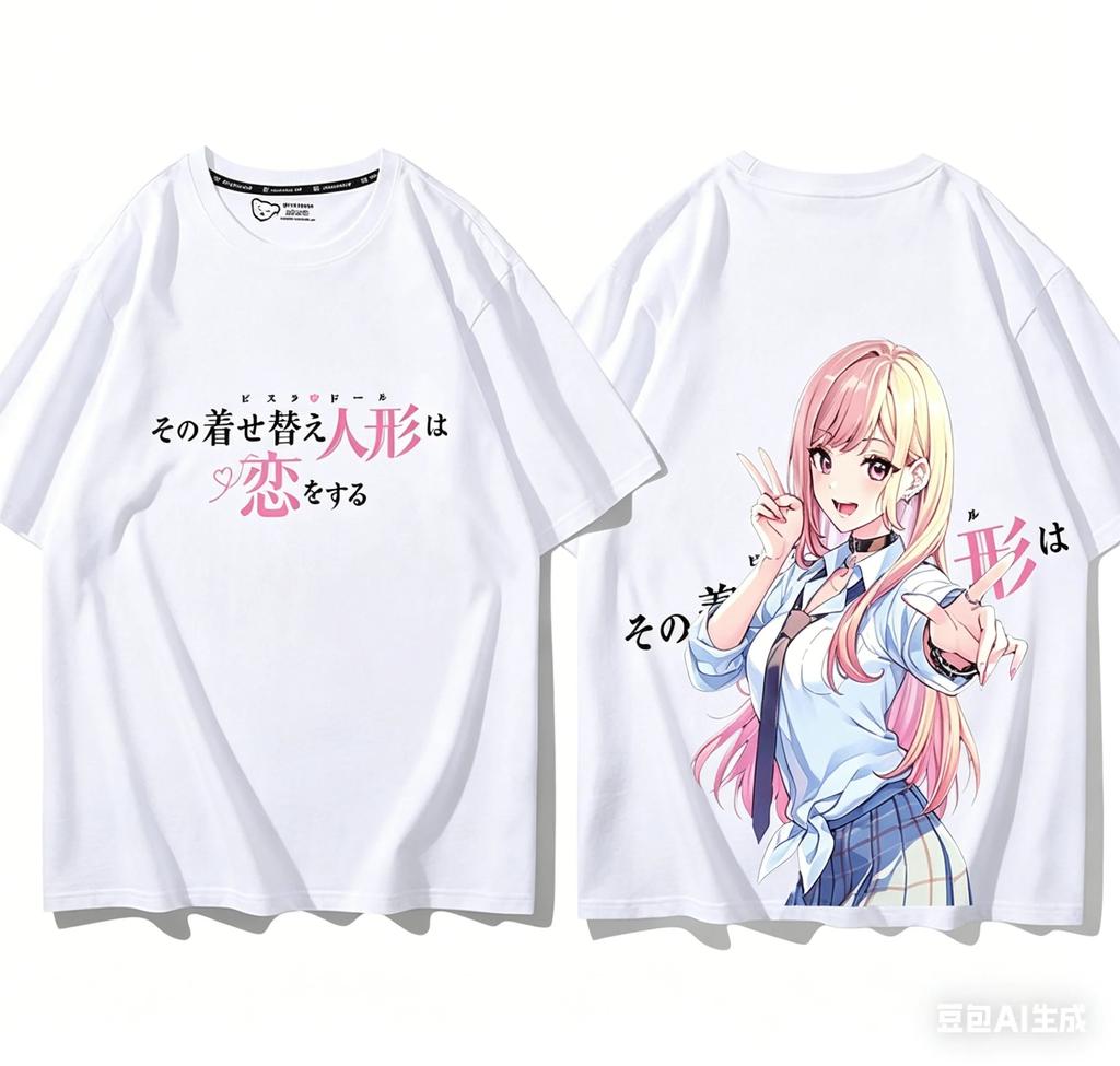 Stylish Casual White My Dress-Up Darling Marin Kitagawa Cosplay Anime Print Cotton Short-Sleeve T-Shirt