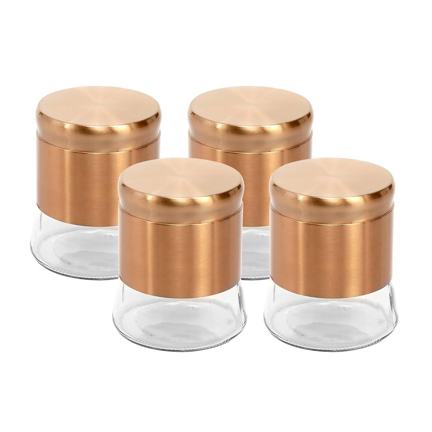 

Набор из 4 герметичных стеклянных банок в стальном кожухе объемом 1250 мл - С овальным стеклянным окошком Контейнеры для бобовых, сухофруктов, закусок, чая, кофе, кухонной кладовой