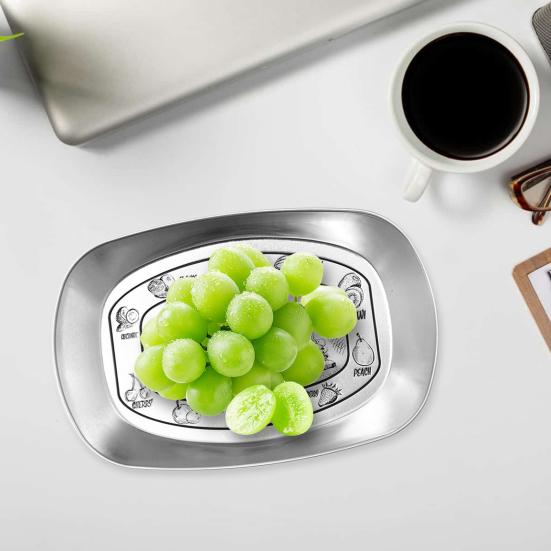 Retro Tinplate Dinner Plate Stainless Steel Serving Tray Round Seasoning Plates