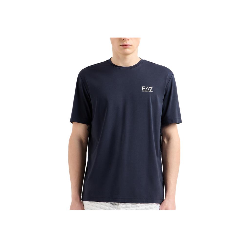 Emporio Armani EA7 Stretch Fitted Short Sleeve Crew Neck Color Block Printed T-Shirt Men Tops Blue 7M000179-AF13530-UB102
