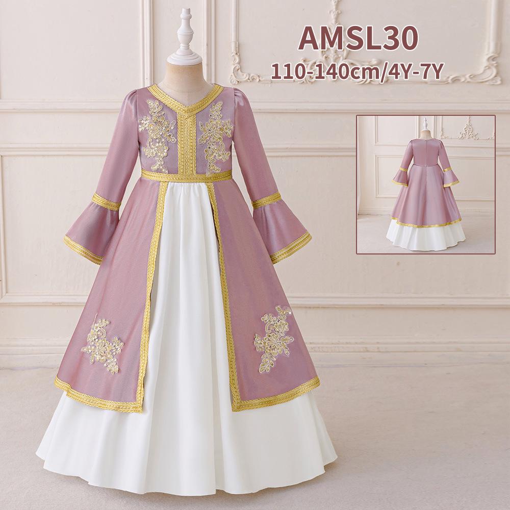 

Тисненое пышное детское платье в ближневосточном мусульманском стиле для фестивалей и выступлений 130cm/6Y