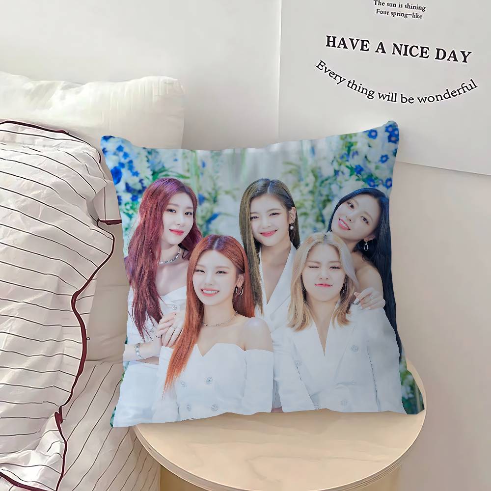 KPOP Group-I-ITZYS Office Cushion Pillowcase Car Cushion Cover45X45CM Lumbar Pillowcase Sofa Pillowcover