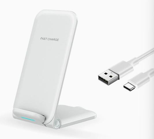 Vertical Folding 3-in-1 Type-C Wireless Charger for 17 Mobile Phone Headphones Watch Charging Stand 15W Fast Charging ABS