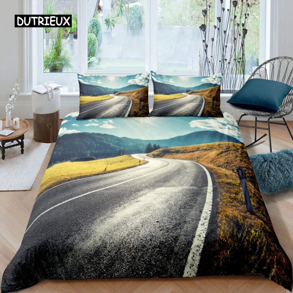 Highway Dekbedovertrek Set Tornado Bliksem Beddengoed Set Ramp Queen King 2/3 Stuks Polyester Dekbedovertrek voor Volwassenen Jongens Tieners AU Single(140x210cm)