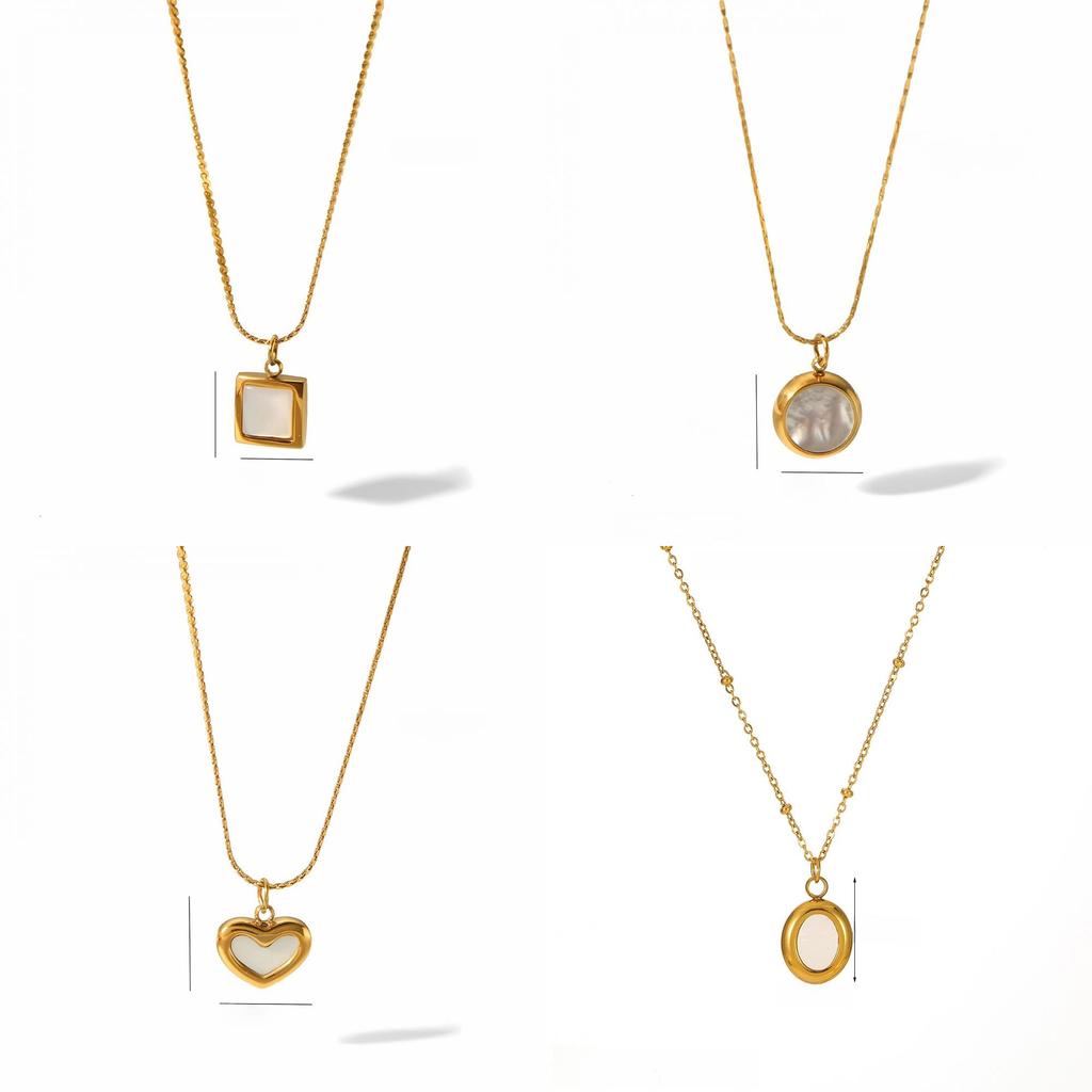 Style Geometric Cat Eye Stone Necklace For Women With Stainless Steel Chain
