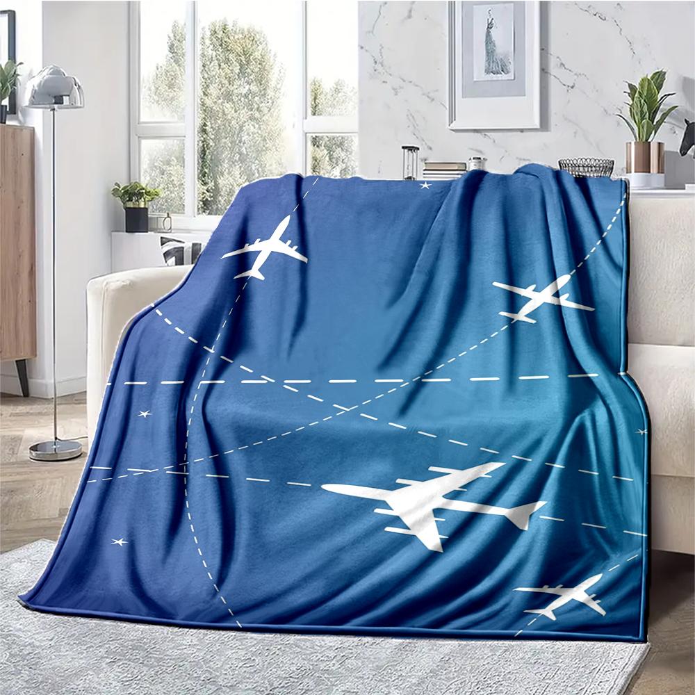 Airplane Theme Printed Blanket - Perfect for Couch, Bed, Travel & Outdoor Use | Machine Washable, Cozy & Durable.