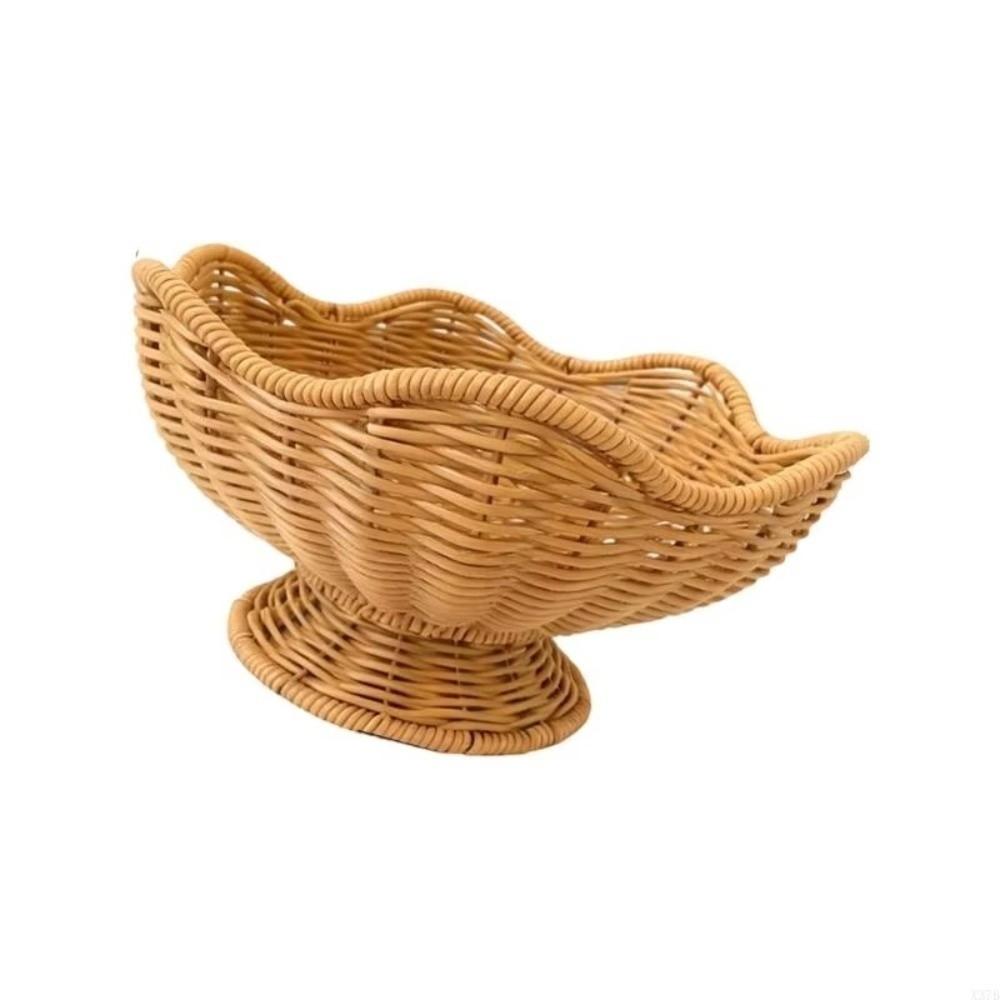 Multipurpose Fruit Basket Traditional Style Stackable Snack Tray Open Top Hand Woven Vegetable Basket Home Storage Decoration