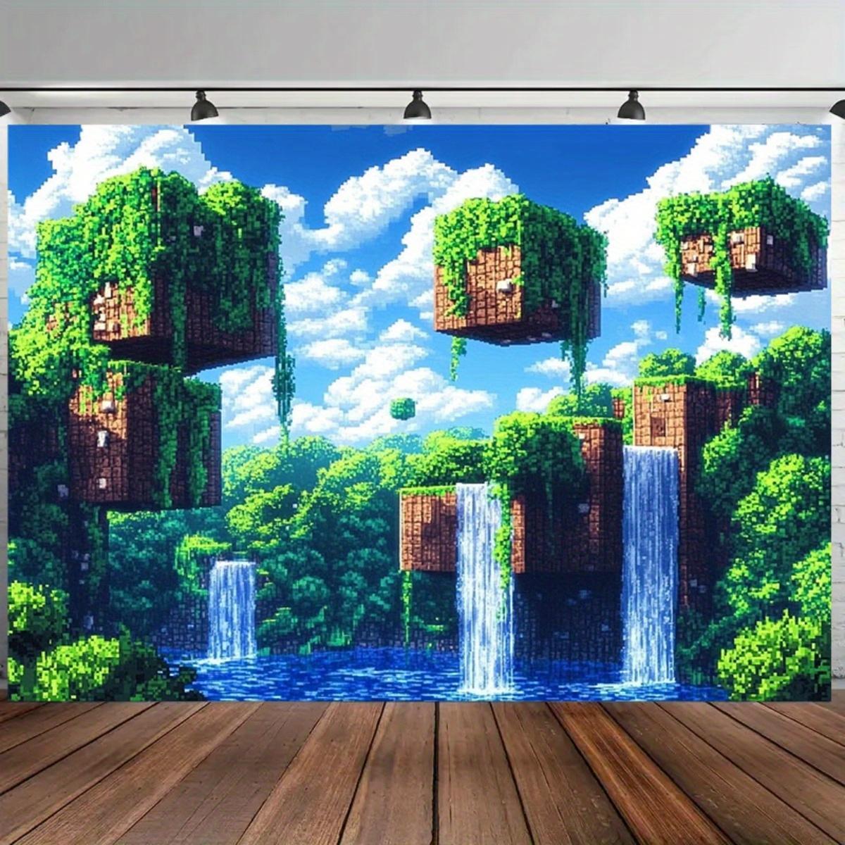 

Sandbox Game Theme Decoration Tapestry Manga Exhibition Personalized Studio Atmosphere Retro Pixel Style Background Cloth 74x94cm(29x37in)