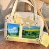 Kawaii Ita Bag Shoulder Bag with Clear Windows Anime Pin Display Bag Doll Badge Display Tote Cute Star Handbag Holds 20cm Doll for Cosplay Anime Fairs