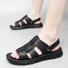 2024 Brand Summer Cowhide Outdoor Leisure Beach Sandals Fashion Men's Breathable Soft Sole Anti Slip Wear Comfortable Sandals