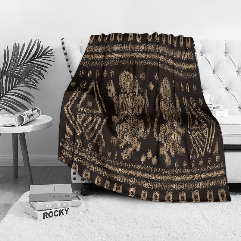 African Tribal Print Throw Blanket Bohemian Kilim Bedspread Decorative Sofa Cover Warm Fleece Blanket for Home Decor