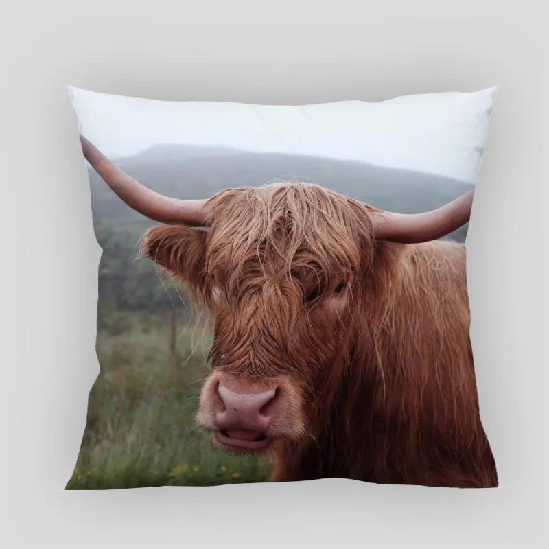 Highland Cow Pillow Cover Customize Pillowcase Modern Home Decorative Pillow Case For Living Room 45X45cm,40X40cm