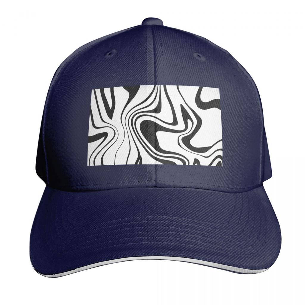 Black and White Trippy Print Baseball Cap Ball Cap Thermal Visor Designer Hat Big Size Hat Unisexs Caps Womens