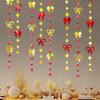 1pc  Golden Red Bow Plus Round Latte Art Birthday Party Wedding Holiday Christmas Show Window Decoration Pendant