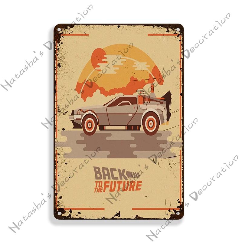 Filmaffisch Tillbaka till framtiden Metallskylt Sci-Fi Komedi Metallskylt Rostig Dekorativ Skylt Hembars Pub Café Industriell Dekor