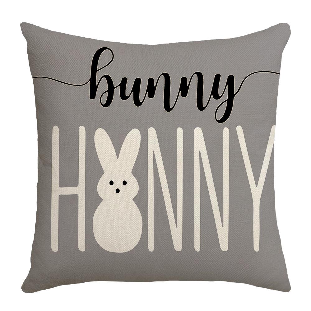 New Easter Pillow Case Cushion Cartoon Rabbit Letter Print Home Sofa Bedside Waist Pillow