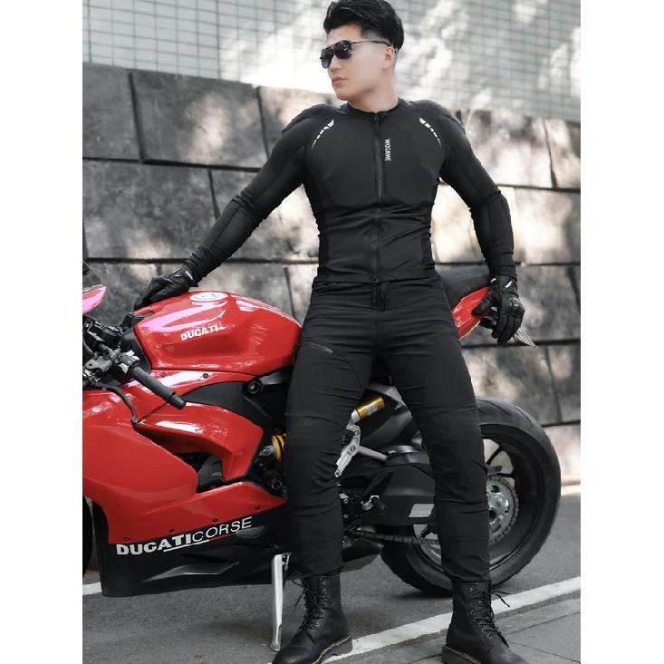 WOSAWE Herren Motocross Jacke Motorradhose CE Körper Weiche Protektoren Hemden Reflektierend Anti-Sturz Moto Racing Schutzkleidung