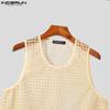 INCERUN Men Summer Hollow Sleeveless Vest Casual Loose Party Beach Net Yarn Tank Tops