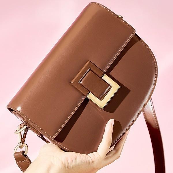 2025 New Luxury Genuine Leather Women's Saddle Bag Crossbody Bag Ladies Shoulder Bag Fashion Casual European and American Handbag