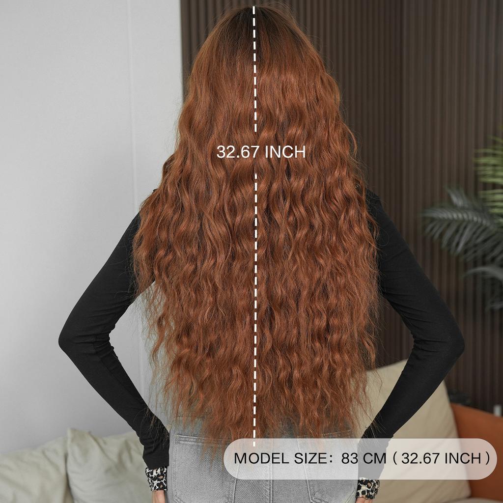 Foreign Trade Caramel Red Brown Wig Women's Long Hair European American Feng Shui Wavy Curly Fashionable Spicy Girl Full Head Set