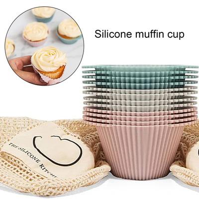 12 Stück Silikon-Muffinförmchen, wiederverwendbar, nicht klebrig, Lebensmittelqualität, Cupcake-Form, DIY-Backzubehör