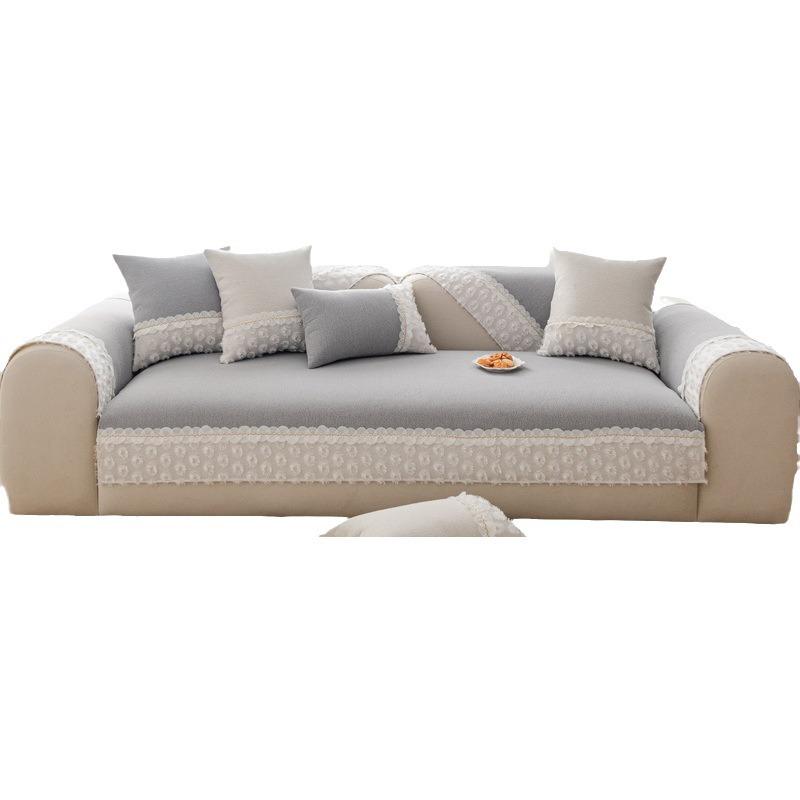 New French Contrasting Color Splicing Sofa Cushion, Universal Chenille Cover Cloth For All Seasons, High-End Seat Cushion, Simple Cover Cover Towel