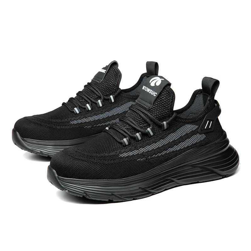 

мужские повседневные дышащие рабочие ботинки с защитным стальным подноском, летние ботинки для инструментов, защитная обувь, подошва EVA, рабочая обувь для защиты 280 чёрный