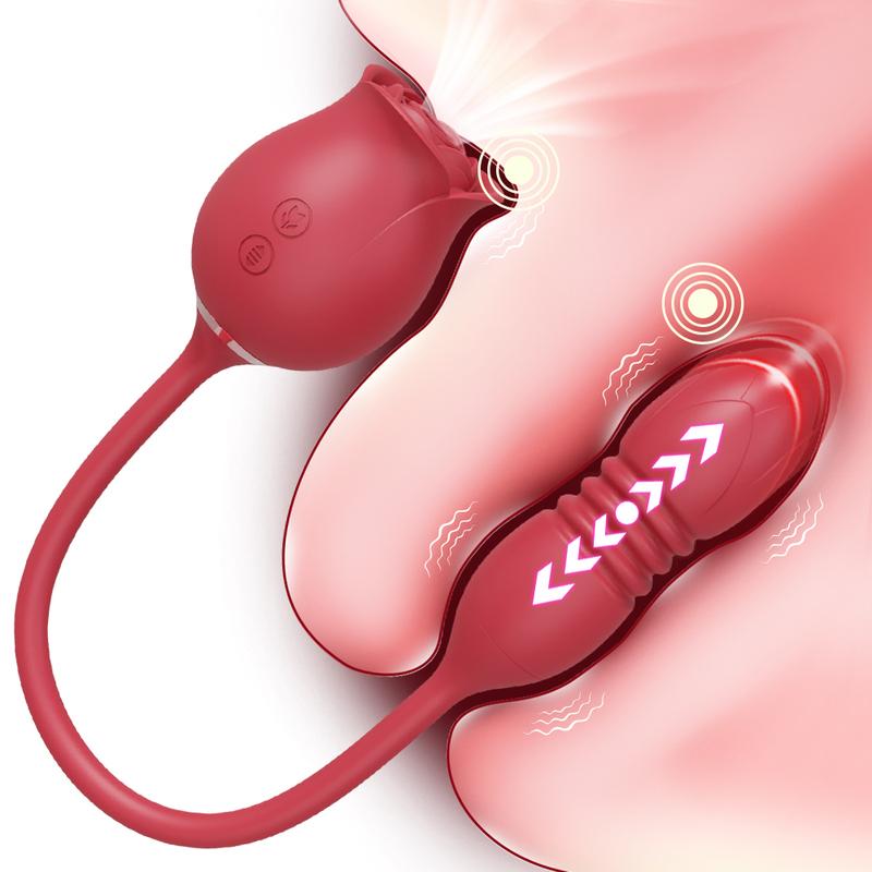 Rose-Sucking Vibrator for Women Thrusting Dildo Nipples Clitoris Sucker G Spot Anal Stimulator Vibrating Egg Adult Sex Toys