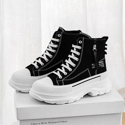 Μοντέρνα Μαύρα Ψηλές Μπότες Casual Αθλητικά Παπούτσια Ανδρικά Streetwear Ογκώδη Παπούτσια Ανδρικές Μποτάκια Πλατφόρμα Καμβάς Παπούτσια Σχεδιαστή Ανδρικά zapatillas hombre