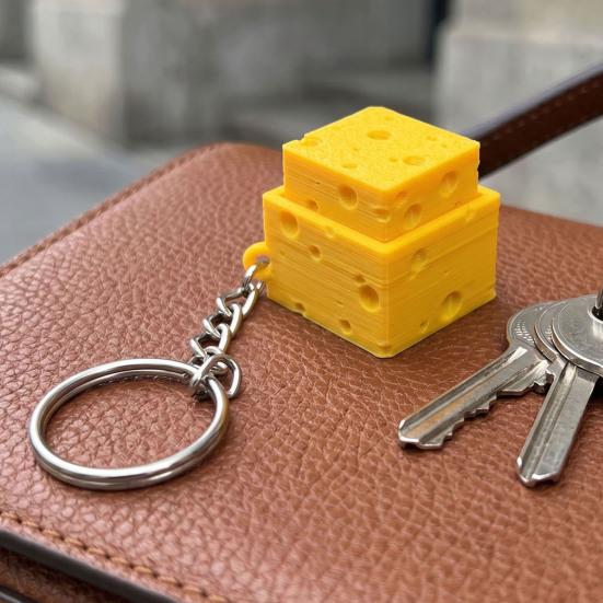 Symulowany Ser Fidget Clicker Brelok, Drukowany 3D Kostka Sera Finger Clicker, Przycisk Push Fidget Zabawka do Redukcji Lęku i Stresu do Biura Klasy