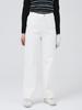 DOYOUKNOWMC Comfortable Insert Elastic Waist Straight Fit Length White Pants