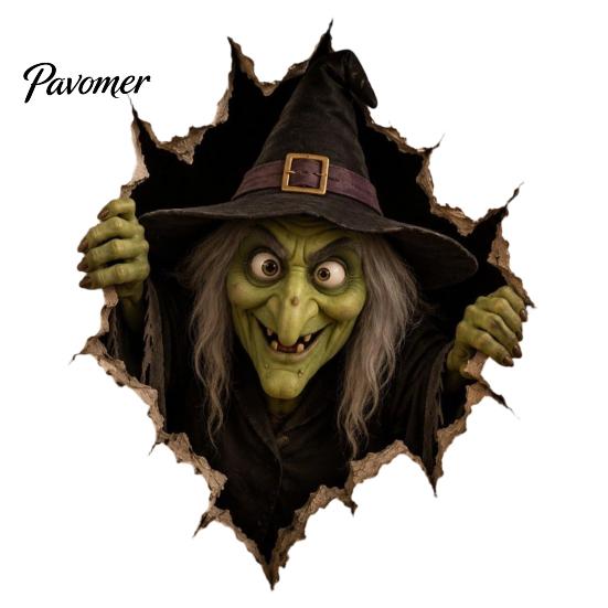 Festive Room Wall Accents 3D Break-in Halloween Sticker, Realistic Haunted House Decal, Removable Horror Theme Photo Background PVC Mural for