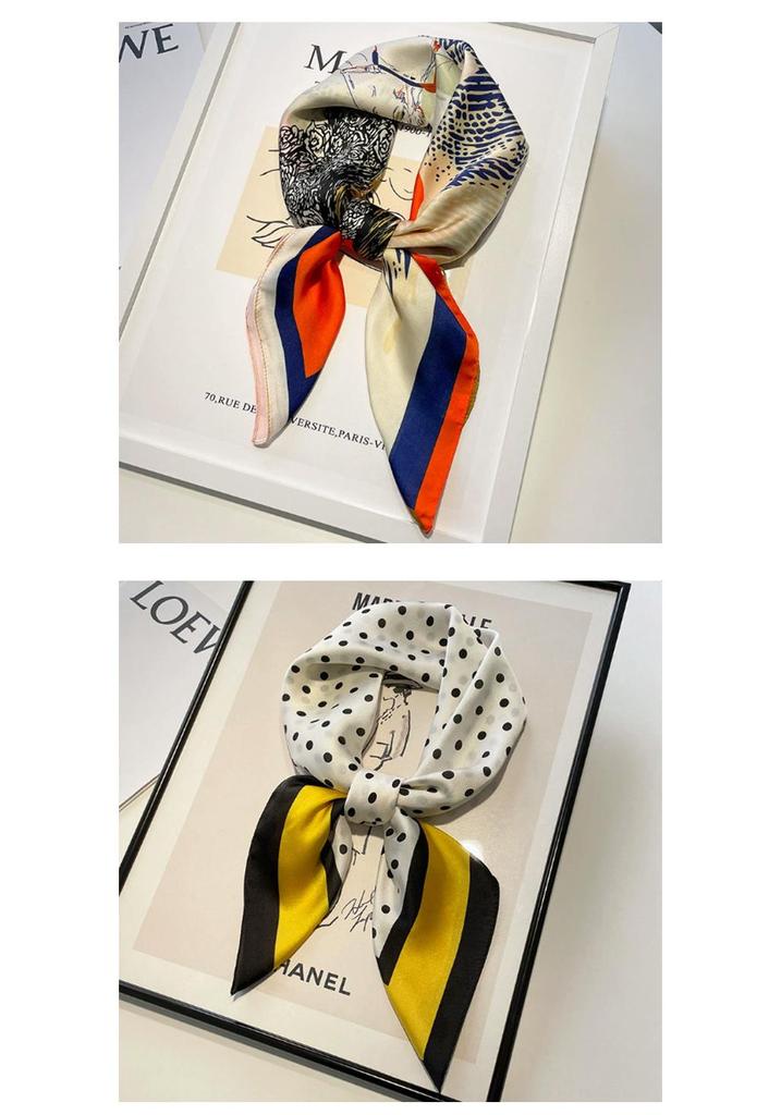 Luxurious 70% Silk Korean Style Neck Scarf for Mom - High-End Oil Painting Design, Sun Protection Square Scarf