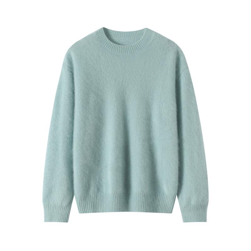 Women's Cashmere Long Sleeve Round Neck Sweater - Solid Candy Colors for Autumn/Winter