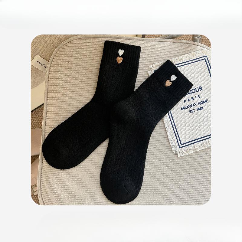 Female Autumn and Winter New Style Add Velvet Thickened Warm Deodorant Home Tube Socks