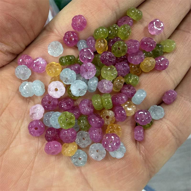 8mm Colored Tourmaline Pumpkin Abacus Beads - DIY Jewelry Spacer Accessories (Bulk)