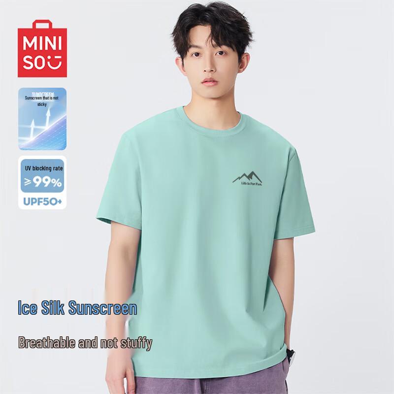 MINISO Men s UPF50+ Ice Silk Cooling Short Sleeve T-shirt L