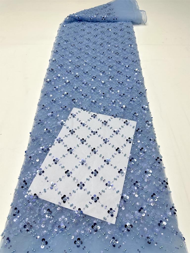 Gold African Tulle Lace Fabric 2025 French Net Sequins Fabric Sewing Embroidery With Beads Lace Tulle Mesh Nigeria Dress 5 Yards