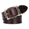 Luxury Retro Palace Style Women's Leather Belt with Butterfly Embossed Carved Buckle