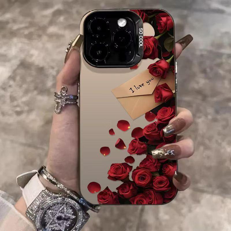 Rose Silver Envelope Case for Apple iPhone 17/16/15/14Pro/15Pro Max/13/12