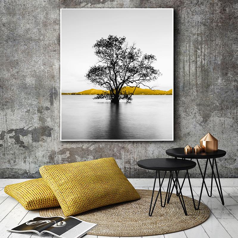 

Золотой Ретро природный пейзаж холст плакат скандинавская лодка дерево озеро настенное искусство современное украшение дома картина для внутренних картин 21*30cm