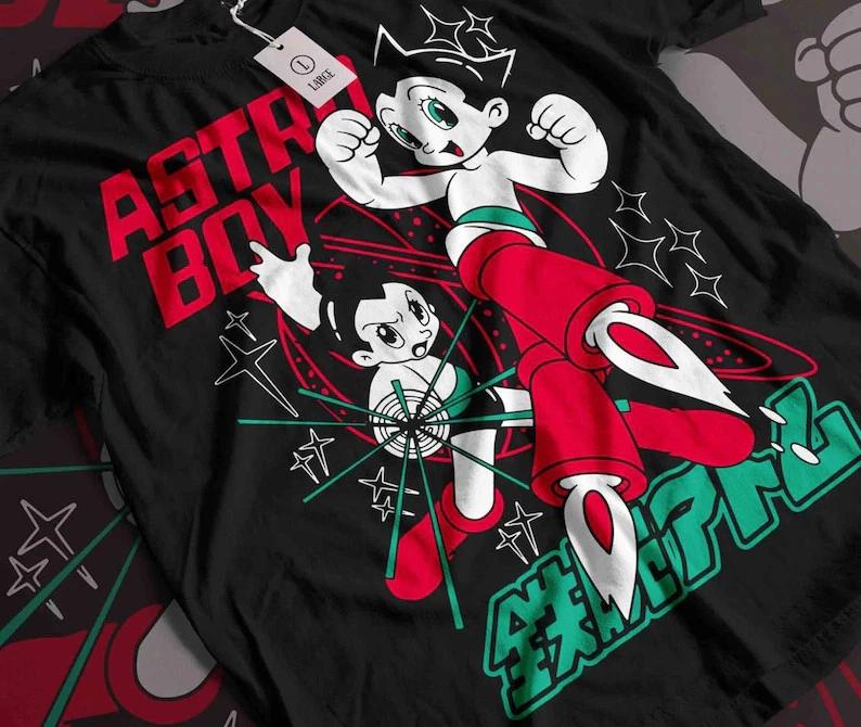 Anime Astro Boy Black T Shirt Unisex Style S