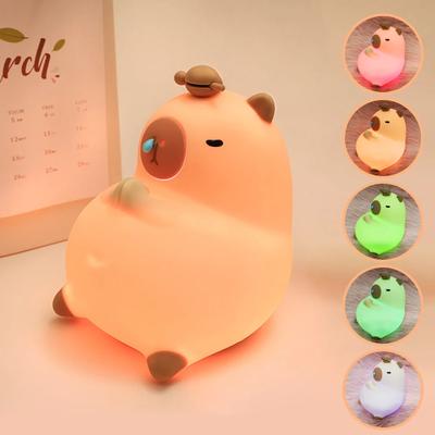 Silicone Cute Cartoon Capybara Night Light USB Rechargeable Timing Dimming Sleep Night Lamp For Children's Room Decor Bedside