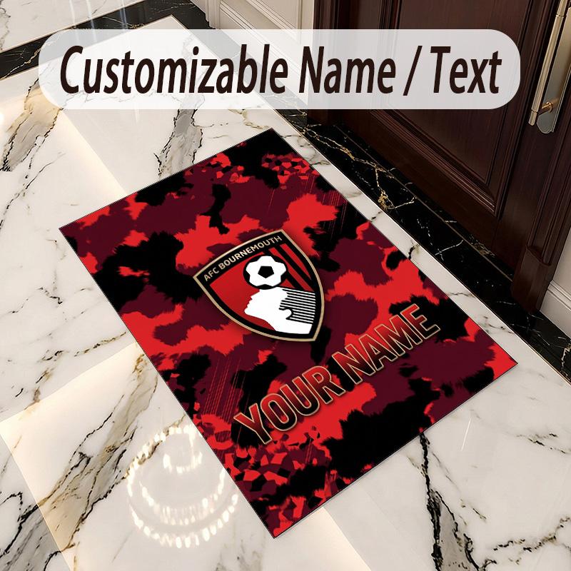 Crystal Velvet Rug Bournemouth Football Print Custom Name Text Floor Mat Home Decor